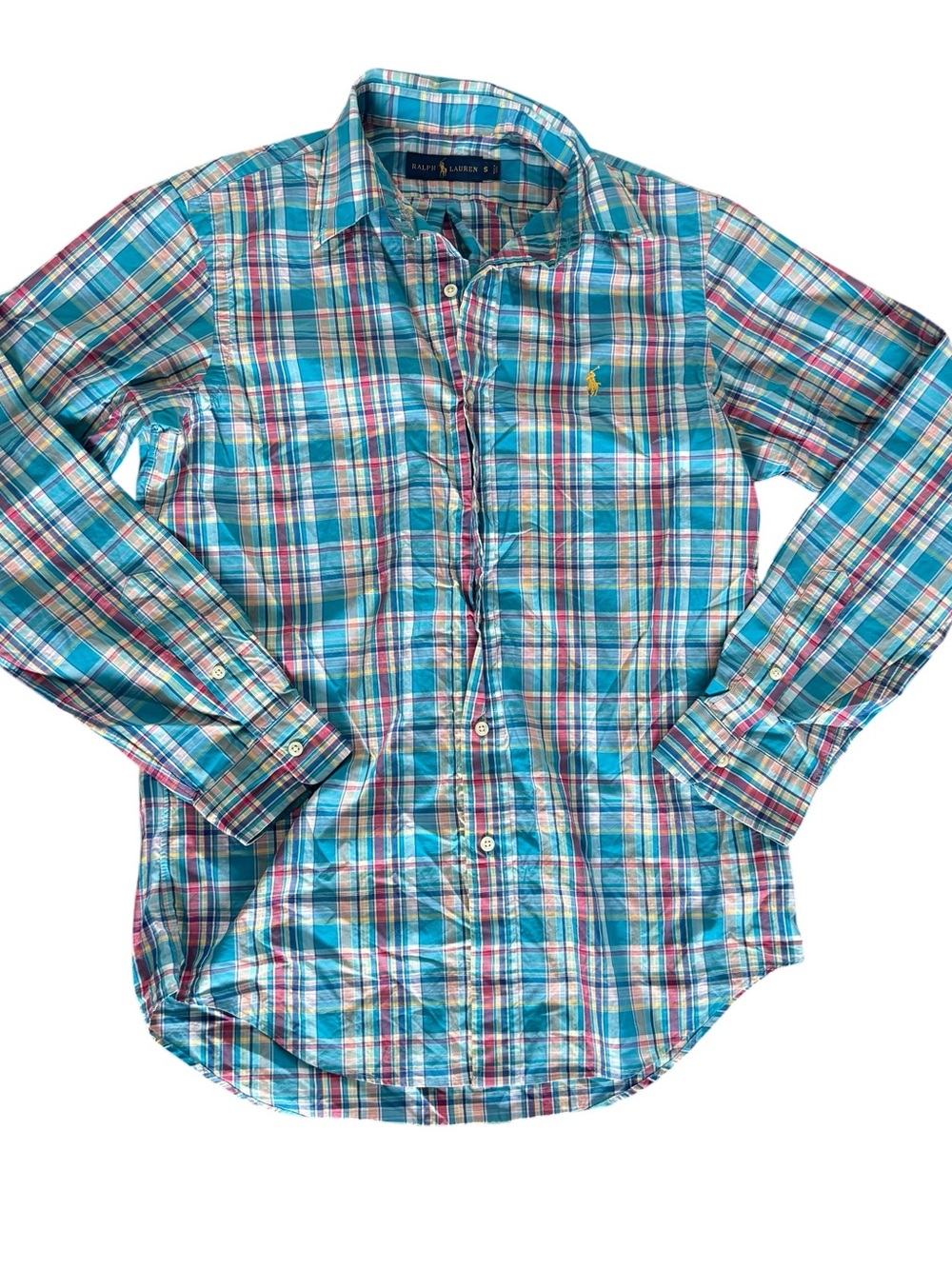 Ralph Lauren Teal Plaid Button-Down Shirt